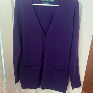 Cashmere Ralph Lauren Purple Cardigan Sweater